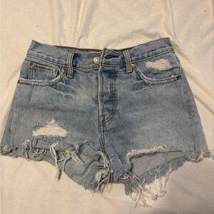 Levi's Light Blue Distressed Jean Shorts
